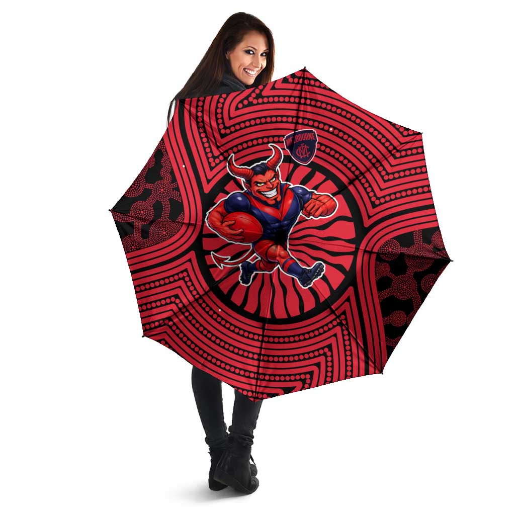Melbourne Football Club Umbrella Indigenous Monochrome Dot Art Mascot Style