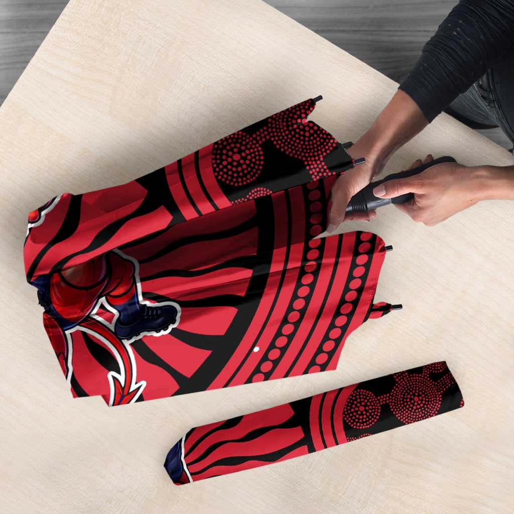 Melbourne Football Club Umbrella Indigenous Monochrome Dot Art Mascot Style