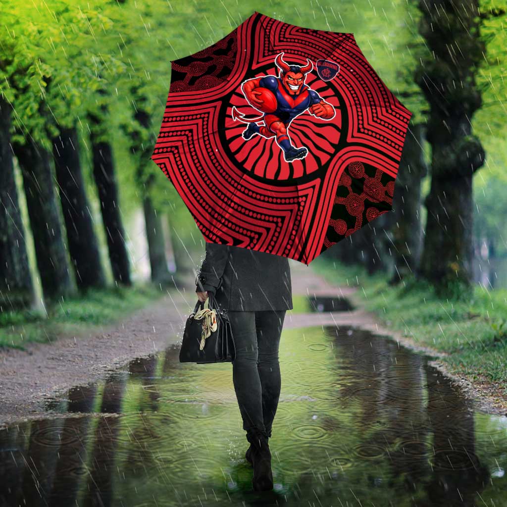 Melbourne Football Club Umbrella Indigenous Monochrome Dot Art Mascot Style