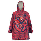 Melbourne Football Club Wearable Blanket Hoodie Indigenous Monochrome Dot Art Mascot Style