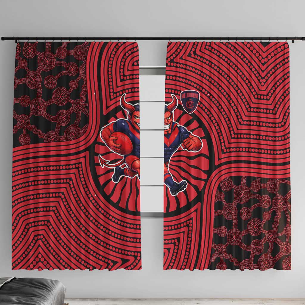 Melbourne Football Club Window Curtain Indigenous Monochrome Dot Art Mascot Style