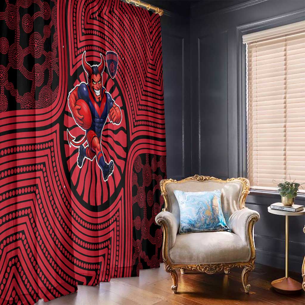 Melbourne Football Club Window Curtain Indigenous Monochrome Dot Art Mascot Style