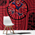 Melbourne Football Club Window Curtain Indigenous Monochrome Dot Art Mascot Style