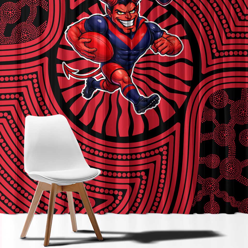 Melbourne Football Club Window Curtain Indigenous Monochrome Dot Art Mascot Style
