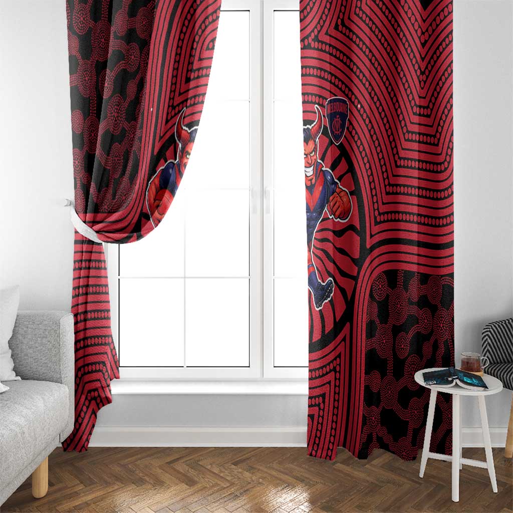 Melbourne Football Club Window Curtain Indigenous Monochrome Dot Art Mascot Style
