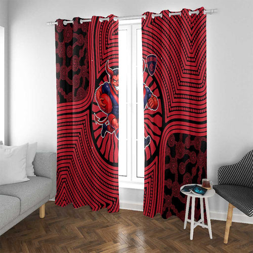 Melbourne Football Club Window Curtain Indigenous Monochrome Dot Art Mascot Style