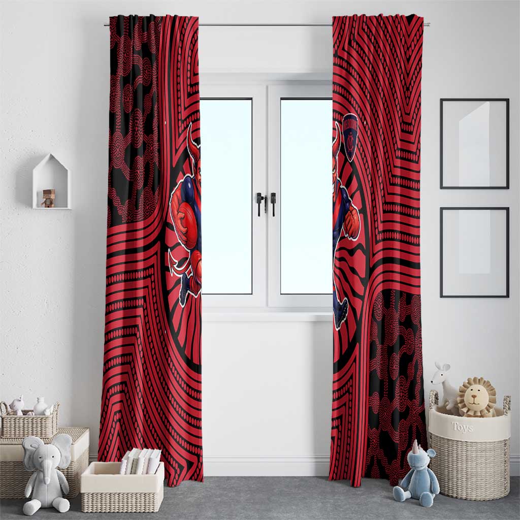 Melbourne Football Club Window Curtain Indigenous Monochrome Dot Art Mascot Style