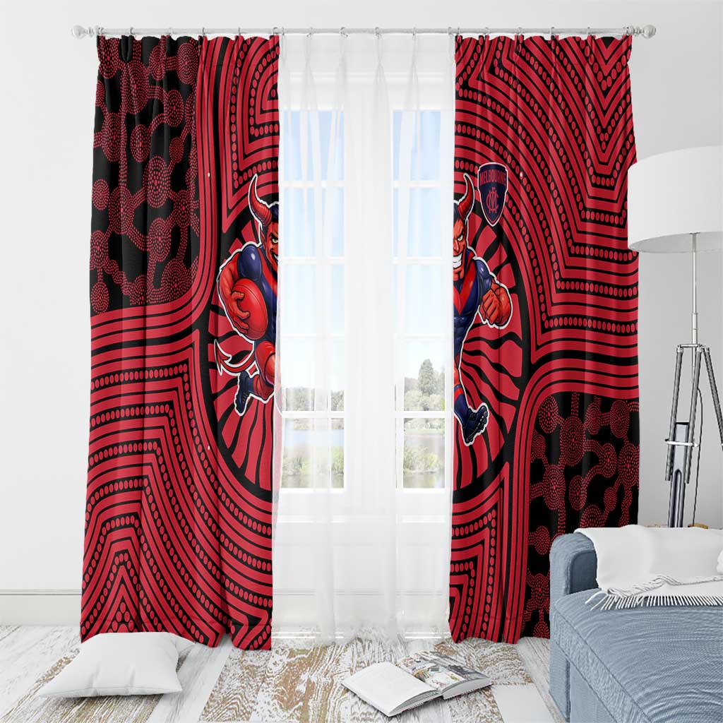 Melbourne Football Club Window Curtain Indigenous Monochrome Dot Art Mascot Style