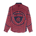 Melbourne Football Club Women Casual Shirt Indigenous Monochrome Dot Art Mascot Style