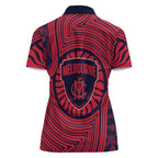 Melbourne Football Club Women Polo Shirt Indigenous Monochrome Dot Art Mascot Style