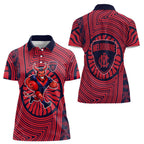Melbourne Football Club Women Polo Shirt Indigenous Monochrome Dot Art Mascot Style
