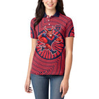 Melbourne Football Club Women Polo Shirt Indigenous Monochrome Dot Art Mascot Style