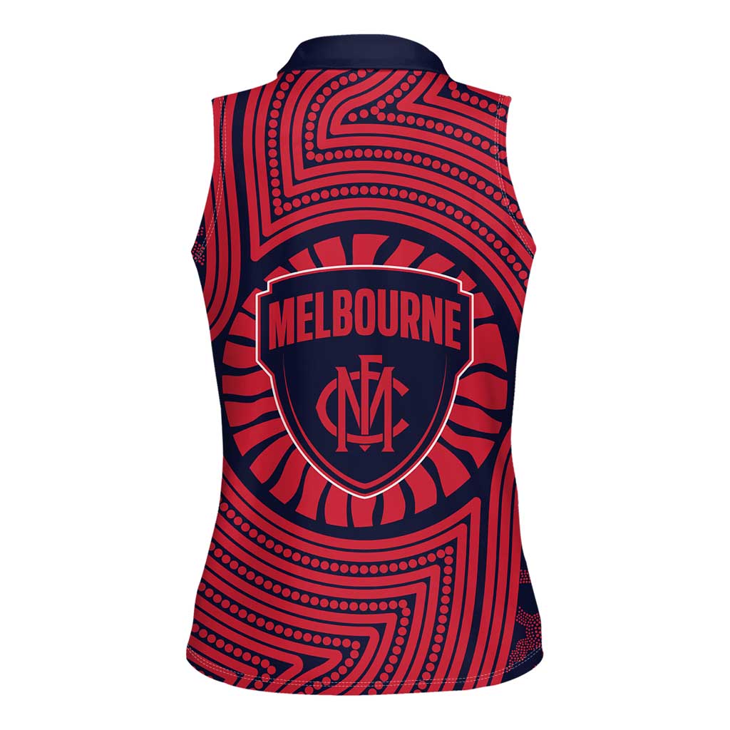 Melbourne Football Club Women Sleeveless Polo Shirt Indigenous Monochrome Dot Art Mascot Style