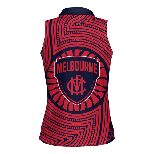 Melbourne Football Club Women Sleeveless Polo Shirt Indigenous Monochrome Dot Art Mascot Style