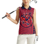 Melbourne Football Club Women Sleeveless Polo Shirt Indigenous Monochrome Dot Art Mascot Style