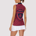 Melbourne Football Club Women Sleeveless Polo Shirt Indigenous Monochrome Dot Art Mascot Style