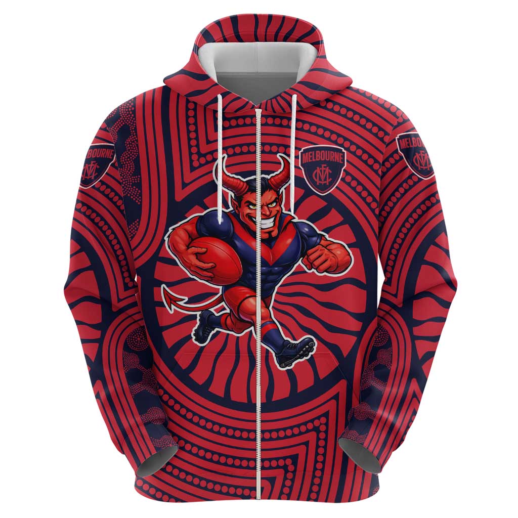 Melbourne Football Club Zip Hoodie Indigenous Monochrome Dot Art Mascot Style