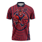 Melbourne Football Club Zipper Polo Shirt Indigenous Monochrome Dot Art Mascot Style