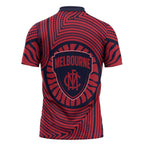 Melbourne Football Club Zipper Polo Shirt Indigenous Monochrome Dot Art Mascot Style