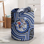 North Melbourne Kangaroos Laundry Basket Indigenous Monochrome Dot Art Mascot Style
