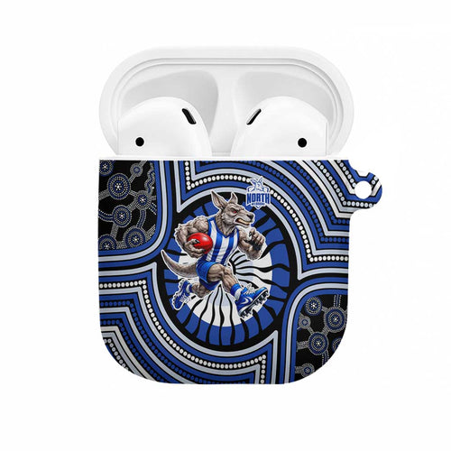 North Melbourne Kangaroos AirPods Case Indigenous Monochrome Dot Art Mascot Style