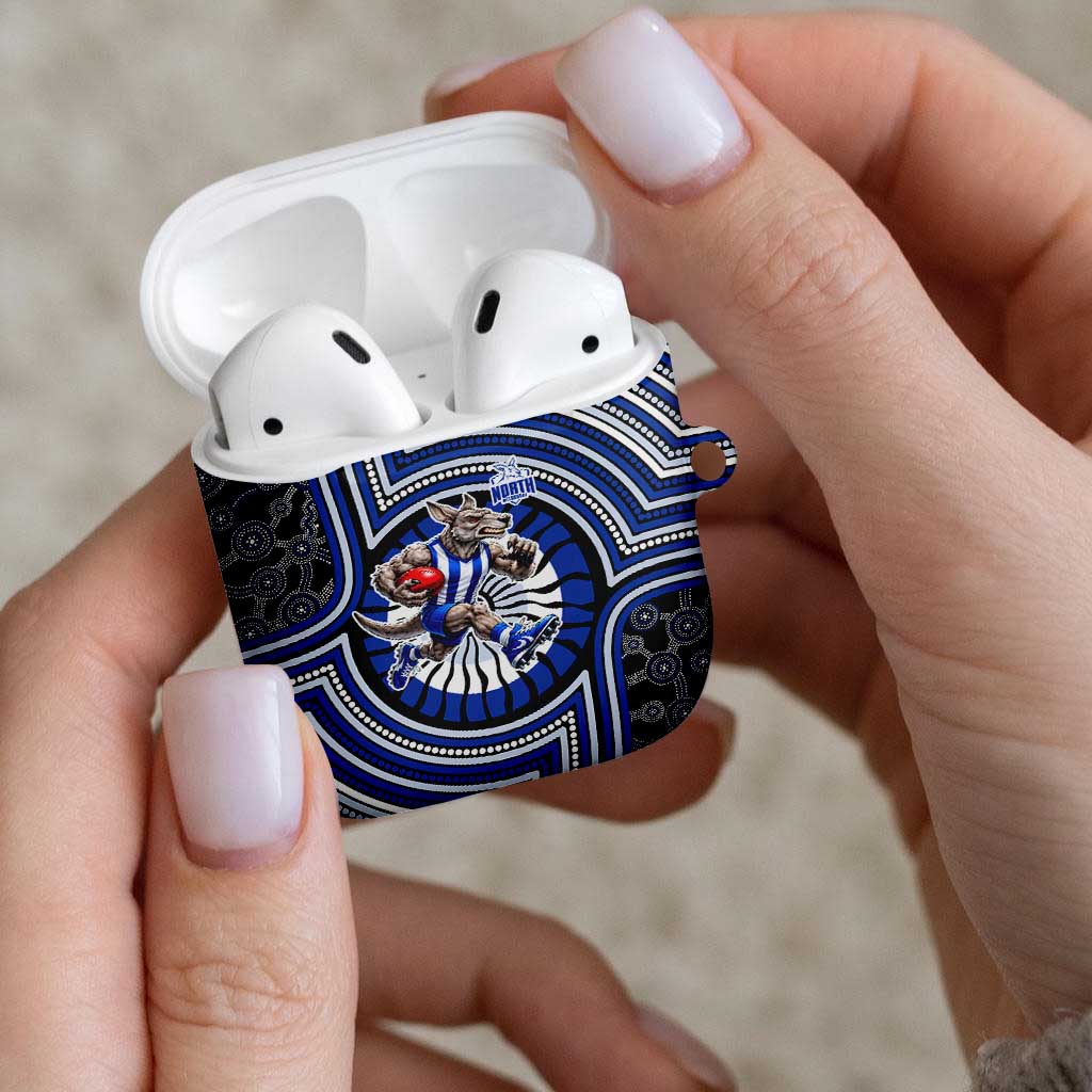 North Melbourne Kangaroos AirPods Case Indigenous Monochrome Dot Art Mascot Style
