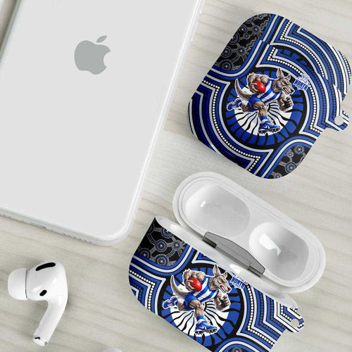 North Melbourne Kangaroos AirPods Case Indigenous Monochrome Dot Art Mascot Style