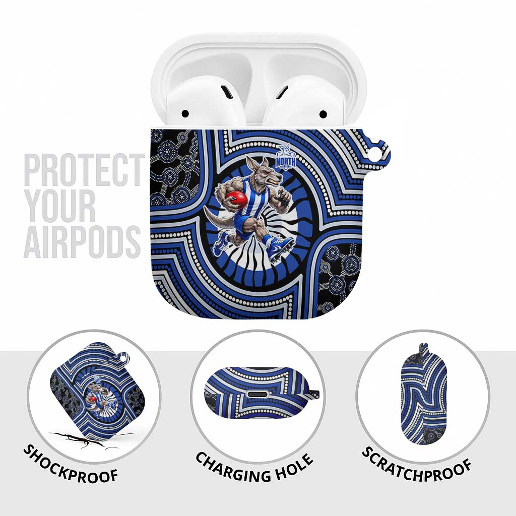 North Melbourne Kangaroos AirPods Case Indigenous Monochrome Dot Art Mascot Style