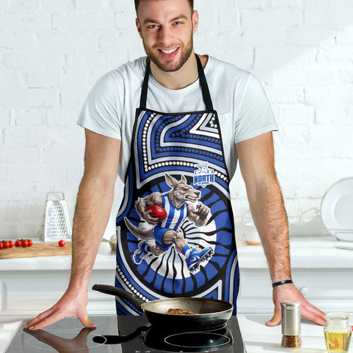 North Melbourne Kangaroos Apron Indigenous Monochrome Dot Art Mascot Style