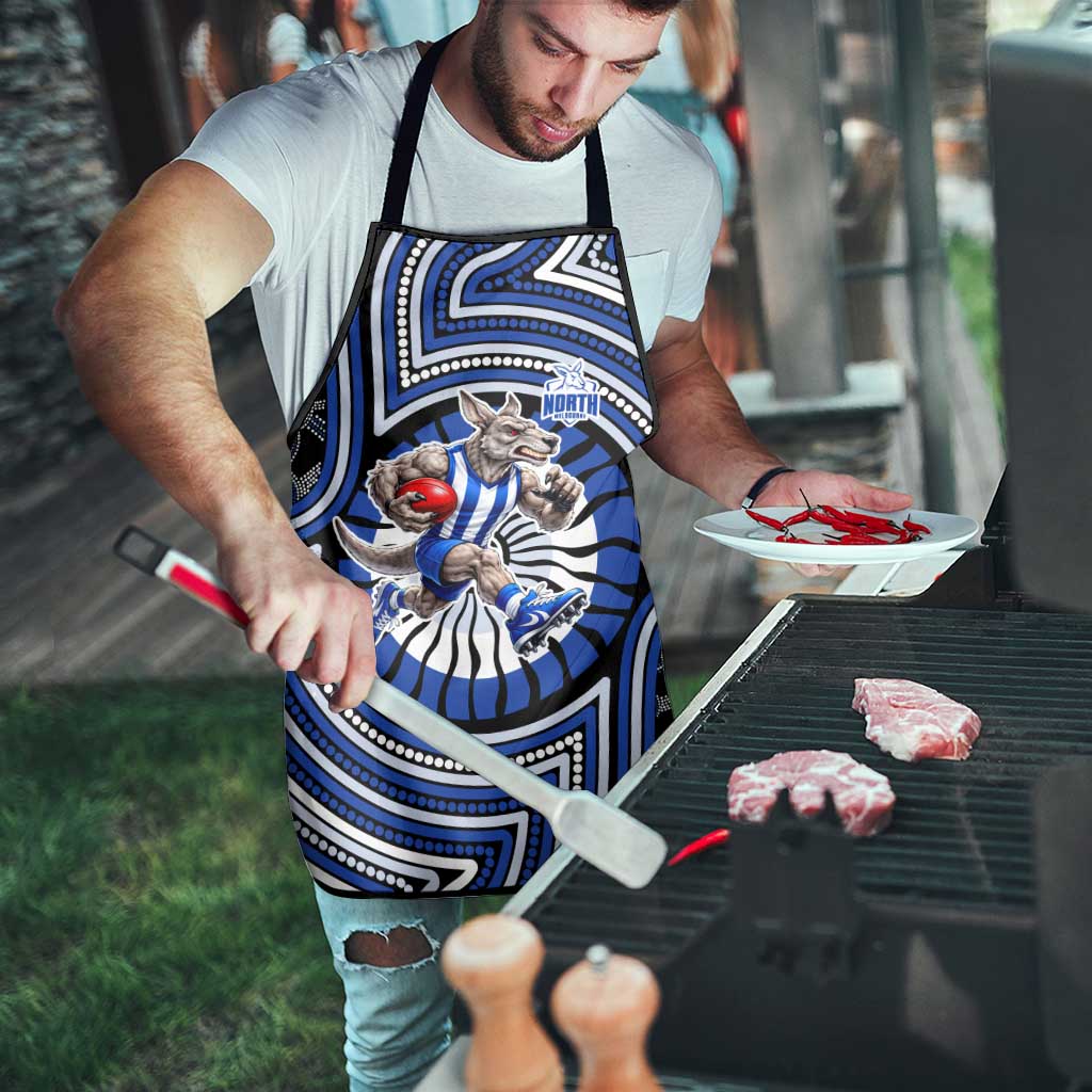 North Melbourne Kangaroos Apron Indigenous Monochrome Dot Art Mascot Style