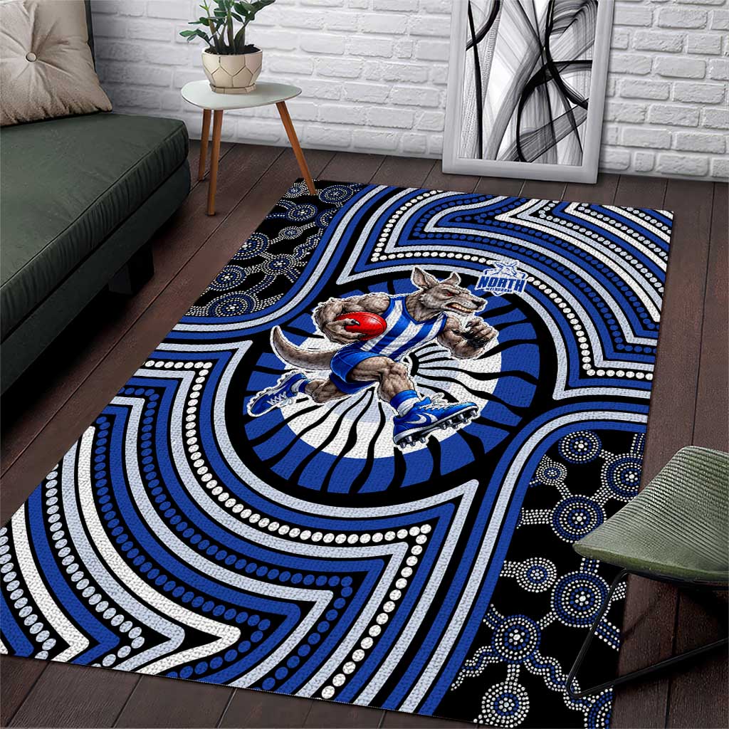 North Melbourne Kangaroos Area Rug Indigenous Monochrome Dot Art Mascot Style
