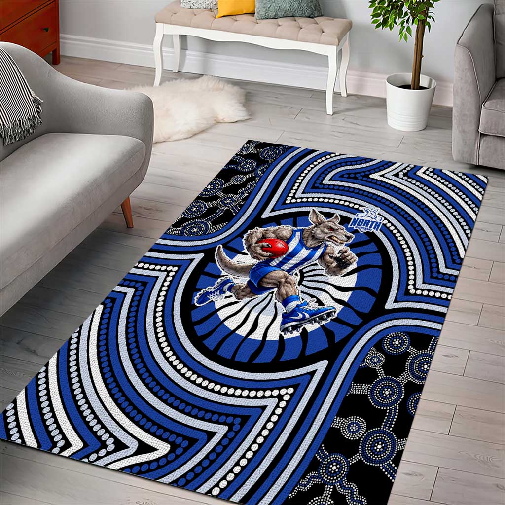 North Melbourne Kangaroos Area Rug Indigenous Monochrome Dot Art Mascot Style
