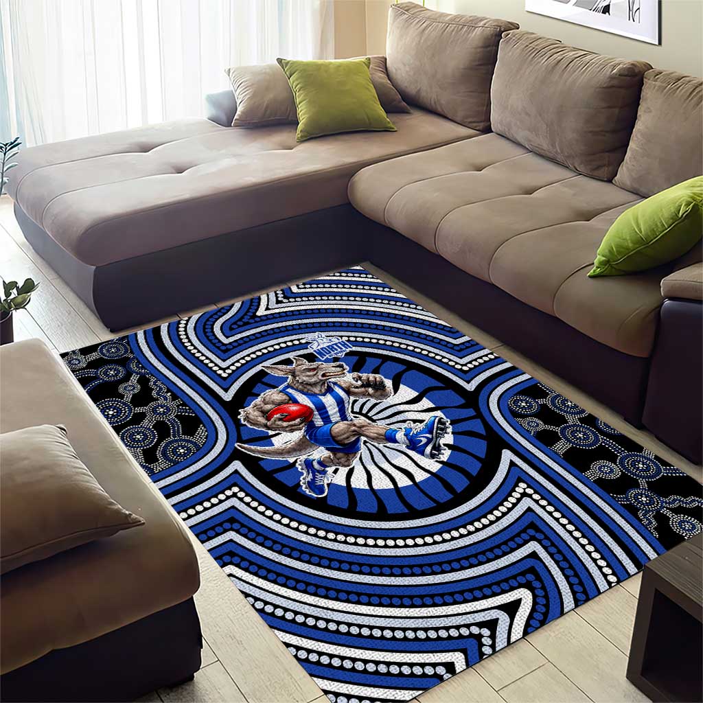 North Melbourne Kangaroos Area Rug Indigenous Monochrome Dot Art Mascot Style