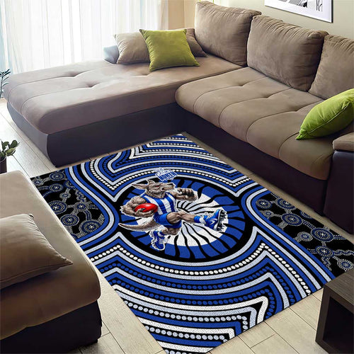 North Melbourne Kangaroos Area Rug Indigenous Monochrome Dot Art Mascot Style