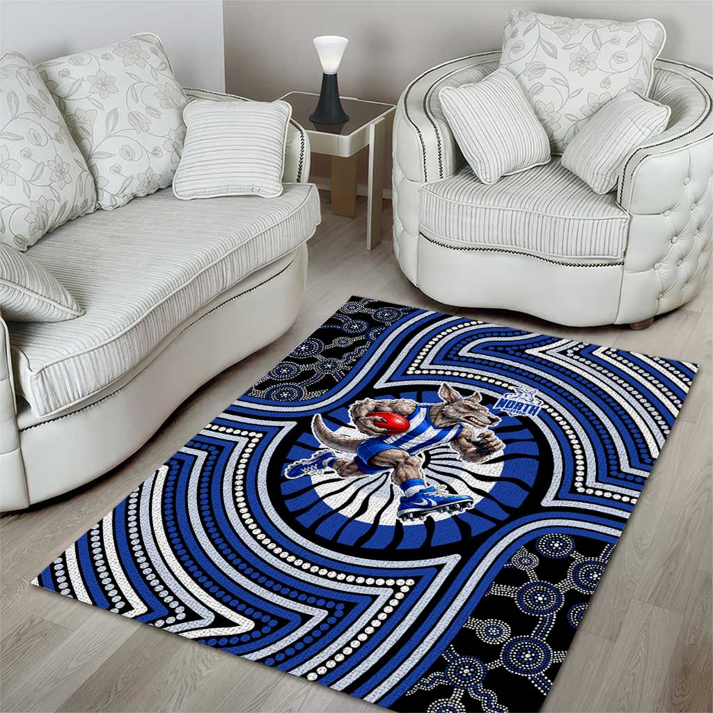 North Melbourne Kangaroos Area Rug Indigenous Monochrome Dot Art Mascot Style