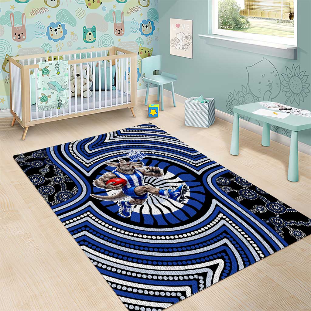 North Melbourne Kangaroos Area Rug Indigenous Monochrome Dot Art Mascot Style