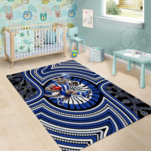 North Melbourne Kangaroos Area Rug Indigenous Monochrome Dot Art Mascot Style