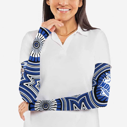 North Melbourne Kangaroos Arm Sleeves Indigenous Monochrome Dot Art Mascot Style