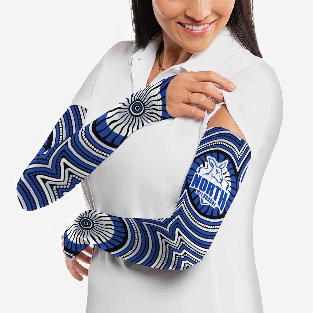North Melbourne Kangaroos Arm Sleeves Indigenous Monochrome Dot Art Mascot Style