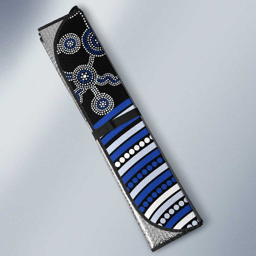 North Melbourne Kangaroos Auto Sun Shade Indigenous Monochrome Dot Art Mascot Style