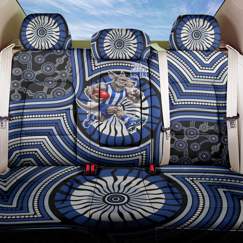 North Melbourne Kangaroos Back Car Seat Cover Indigenous Monochrome Dot Art Mascot Style
