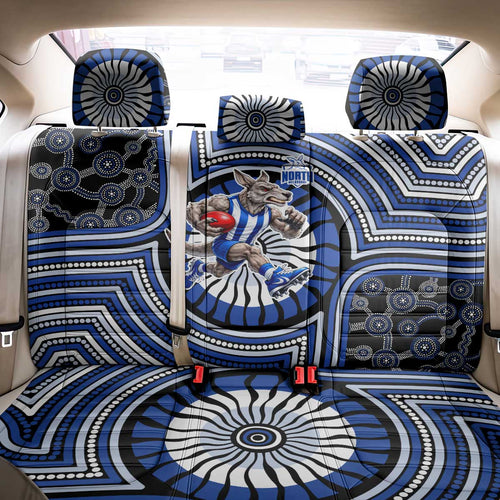 North Melbourne Kangaroos Back Car Seat Cover Indigenous Monochrome Dot Art Mascot Style