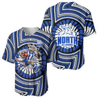 North Melbourne Kangaroos Baseball Jersey Indigenous Monochrome Dot Art Mascot Style
