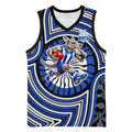 North Melbourne Kangaroos Basketball Jersey Indigenous Monochrome Dot Art Mascot Style