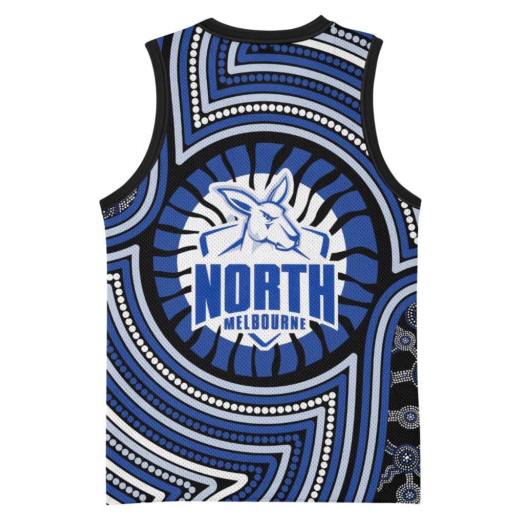 North Melbourne Kangaroos Basketball Jersey Indigenous Monochrome Dot Art Mascot Style