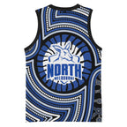 North Melbourne Kangaroos Basketball Jersey Indigenous Monochrome Dot Art Mascot Style