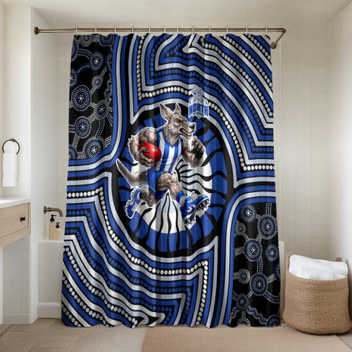 North Melbourne Kangaroos Bathroom Set Indigenous Monochrome Dot Art Mascot Style