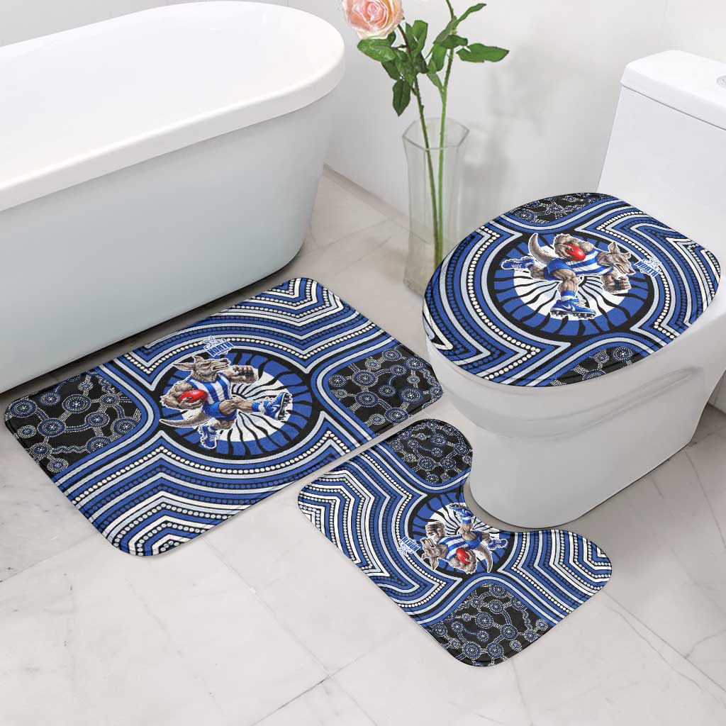 North Melbourne Kangaroos Bathroom Set Indigenous Monochrome Dot Art Mascot Style