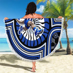 North Melbourne Kangaroos Beach Blanket Indigenous Monochrome Dot Art Mascot Style