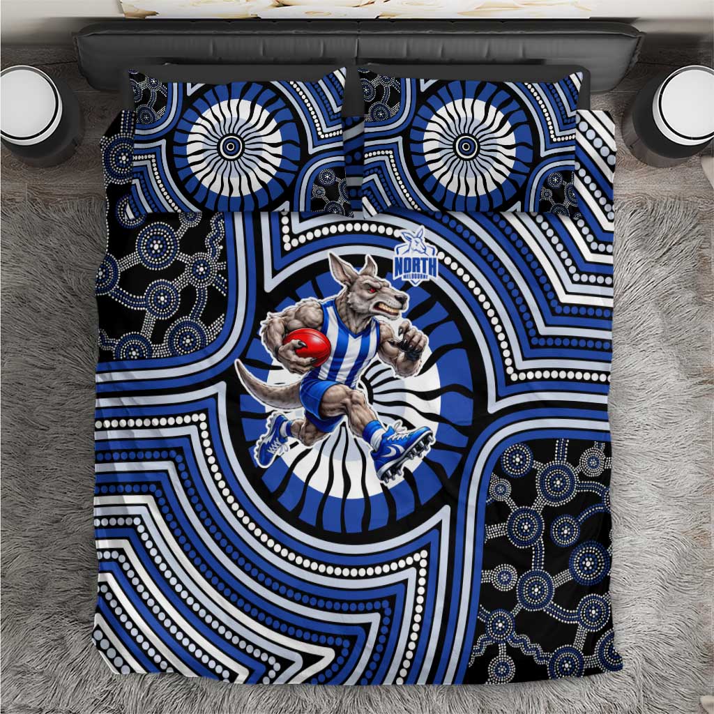 North Melbourne Kangaroos Bedding Set Indigenous Monochrome Dot Art Mascot Style